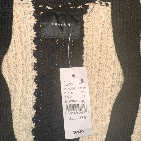 NWT Pacsun Cream & Black Strip Cardigan - Picture 5 of 9